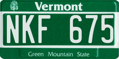 VT license plate NKF675