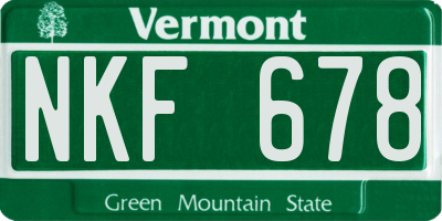 VT license plate NKF678