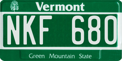 VT license plate NKF680