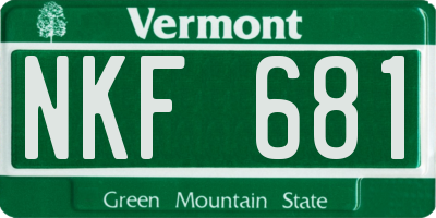 VT license plate NKF681