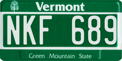 VT license plate NKF689