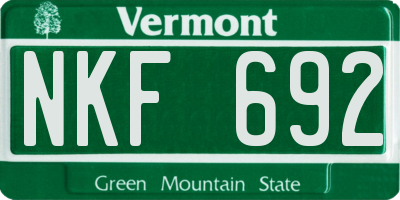 VT license plate NKF692