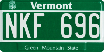 VT license plate NKF696