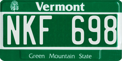 VT license plate NKF698