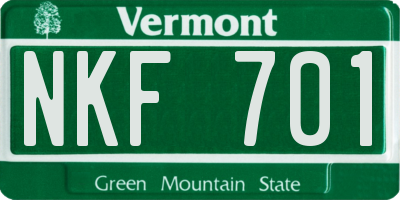 VT license plate NKF701