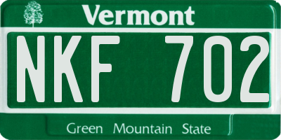 VT license plate NKF702
