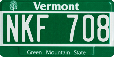 VT license plate NKF708