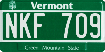 VT license plate NKF709