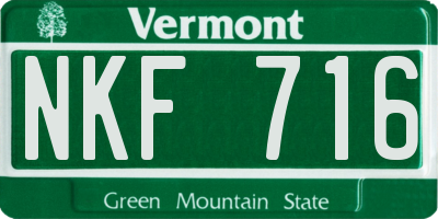 VT license plate NKF716