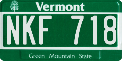 VT license plate NKF718