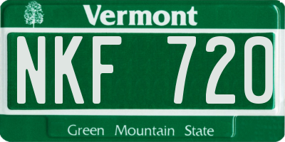 VT license plate NKF720