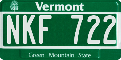 VT license plate NKF722