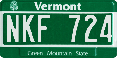 VT license plate NKF724