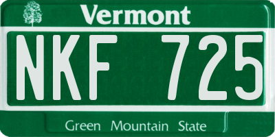 VT license plate NKF725