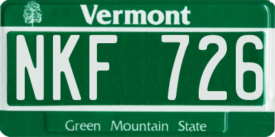 VT license plate NKF726