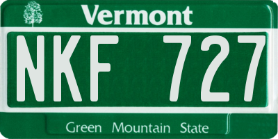 VT license plate NKF727