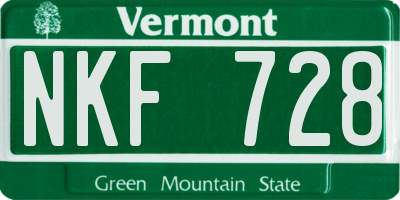 VT license plate NKF728