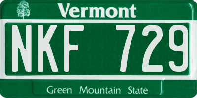 VT license plate NKF729