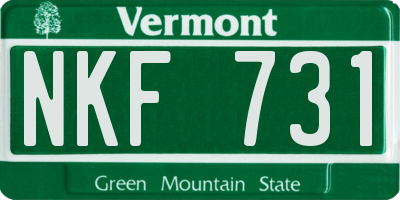 VT license plate NKF731