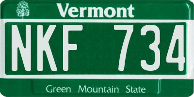 VT license plate NKF734