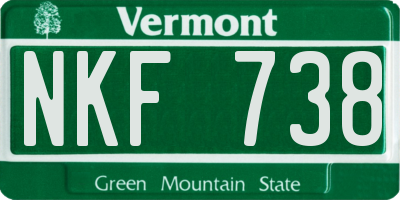 VT license plate NKF738
