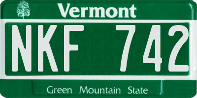 VT license plate NKF742