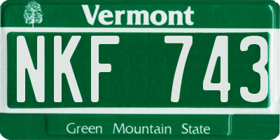 VT license plate NKF743