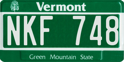 VT license plate NKF748