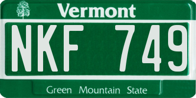 VT license plate NKF749