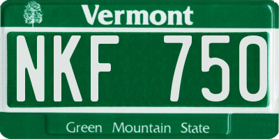 VT license plate NKF750