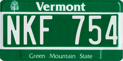 VT license plate NKF754