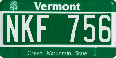 VT license plate NKF756