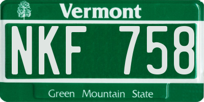 VT license plate NKF758