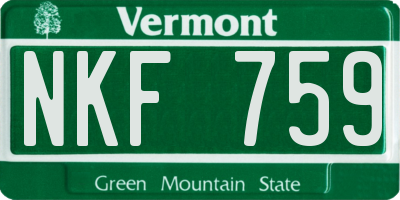 VT license plate NKF759