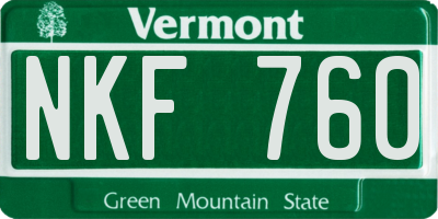 VT license plate NKF760