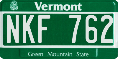 VT license plate NKF762