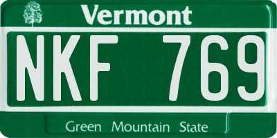 VT license plate NKF769
