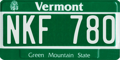 VT license plate NKF780