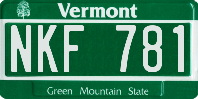 VT license plate NKF781