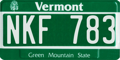 VT license plate NKF783