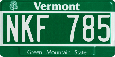 VT license plate NKF785