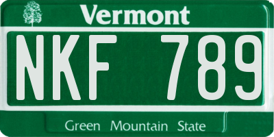 VT license plate NKF789