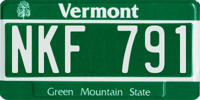 VT license plate NKF791