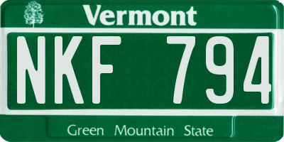 VT license plate NKF794