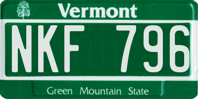 VT license plate NKF796