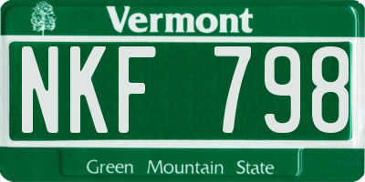 VT license plate NKF798