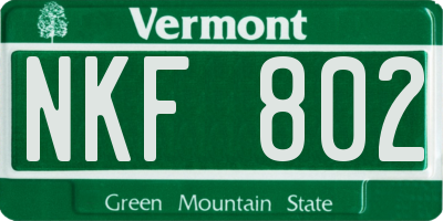VT license plate NKF802