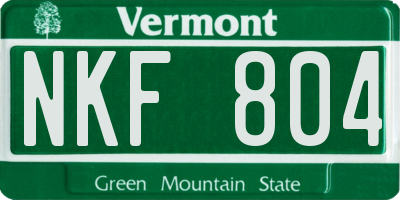 VT license plate NKF804