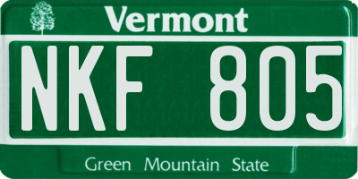 VT license plate NKF805
