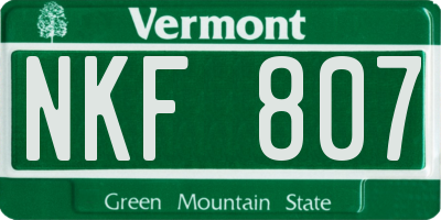 VT license plate NKF807